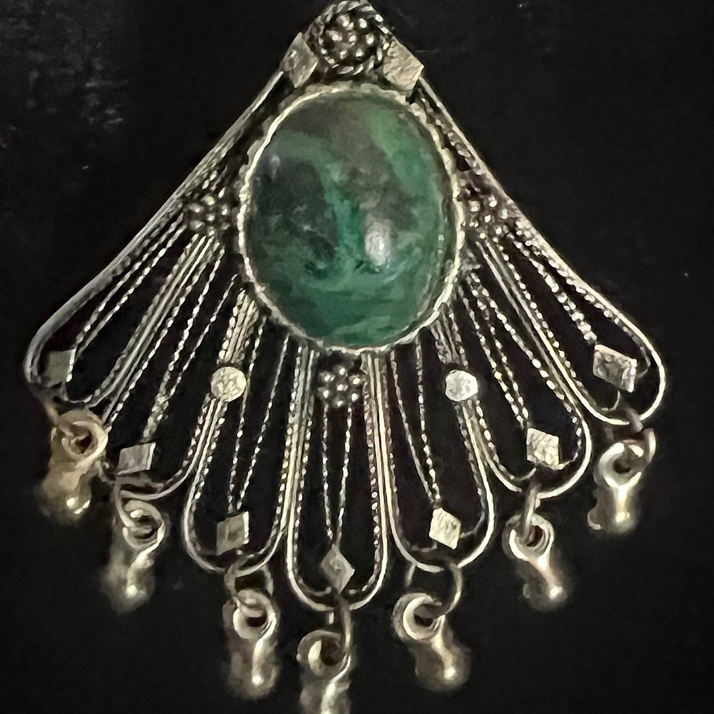 Sterling Silver & Eilat Stone Brooch